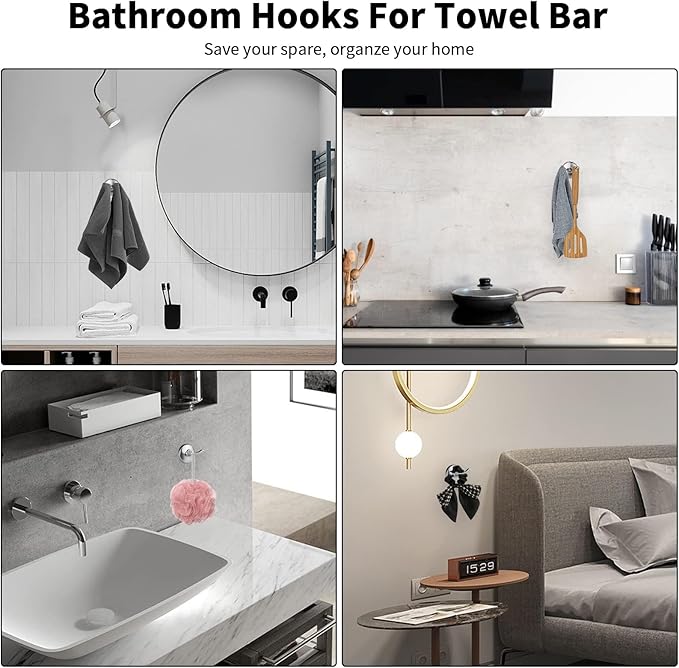 Newfun 8-Pieces 24 Inch Brushed Nickel Bathroom Hardware Set, Bathroom Accessory Set, Includes 24" Adjustable Bath Towel Bar, Towel Rings Wall Mounted, Toilet Paper Holder, Robe Towel Hooks