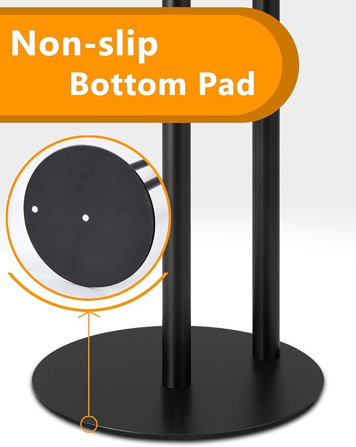 Toilet Paper Holder Stand, Free Standing Toilet Paper Roll Stand with Reserve for Bathroom, Stainless Steel, Black