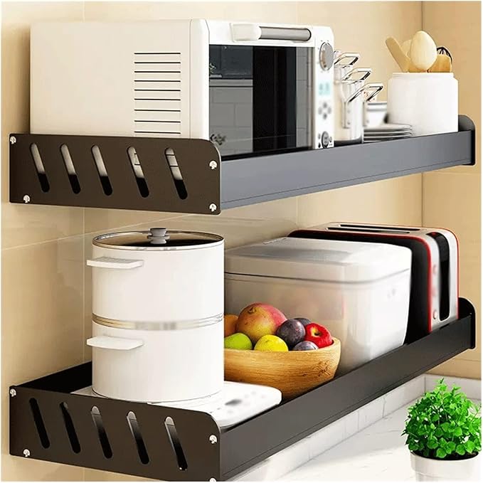 Bathroom Shelf, Toilet Storage Rack Single Layer Metal Toiletries Kitchen Wall Mounted Seasoning No Punching(70)