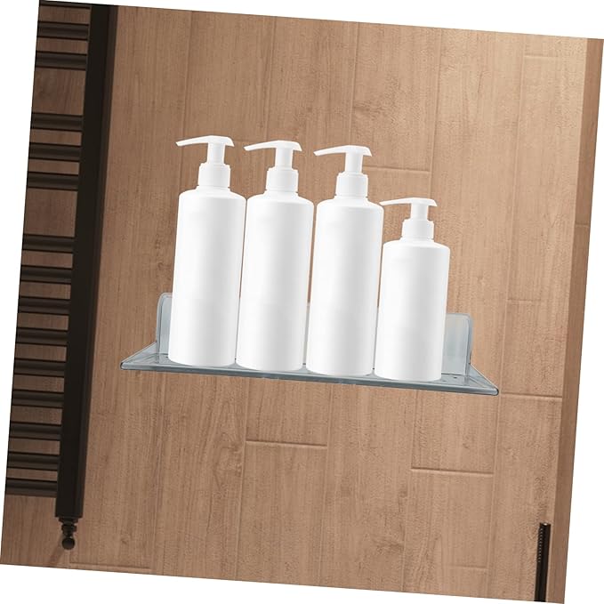 Floating Bathroom Shelves Wall Mounted 2-Piece Set Waterproof Grey Storage Rack for Toiletries Punch-Free Installation for Small Spaces Bathroom and Bedroom Use