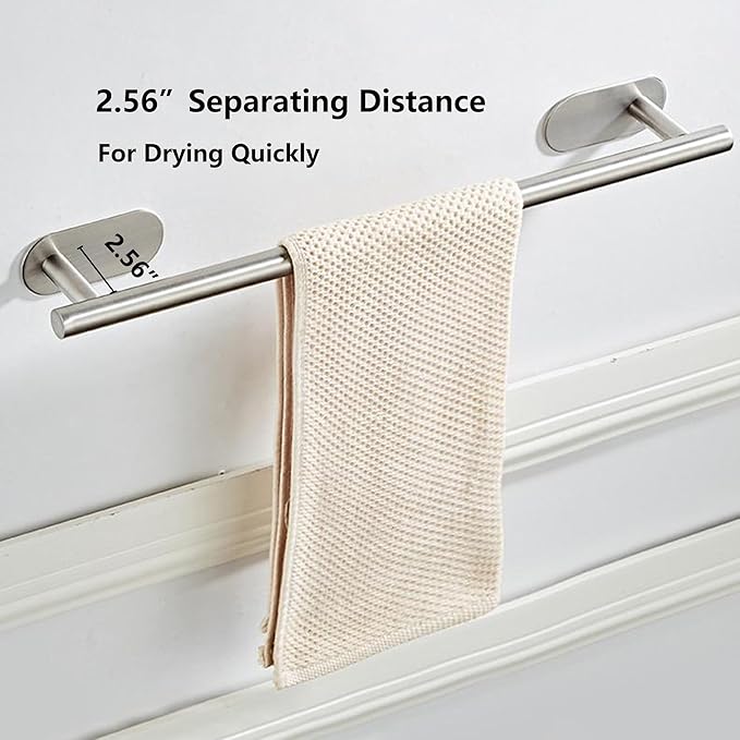 SEIDO Adhesive Towel Bar, Stainless Steel Towel Bar for Bathroom, 16 Inch Towel Racks for Bathroom, No Drilling Needed, Brushed Nickel
