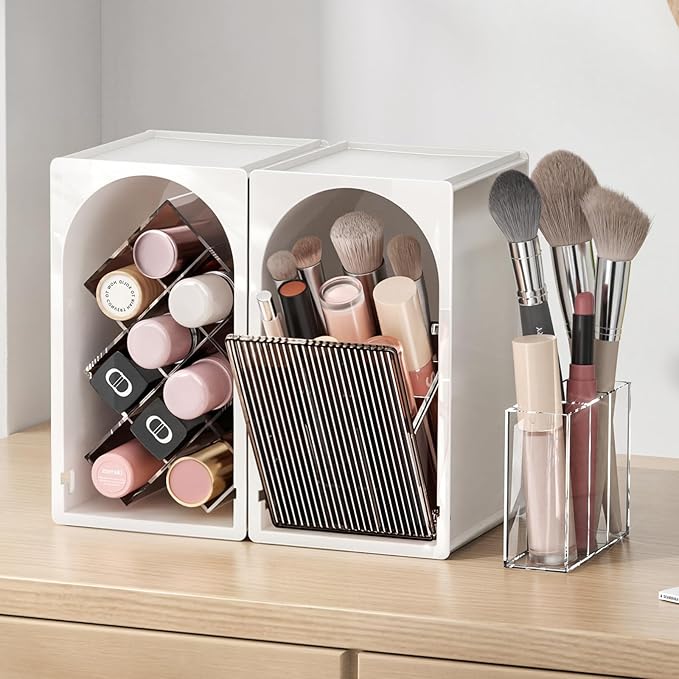 Modular Makeup Organizer, Clear Acrylic Cosmetic Storage Box with Drawer, Vanity Countertop Organizer for Makeup, Skincare and Beauty Accessories – Multiple Styles