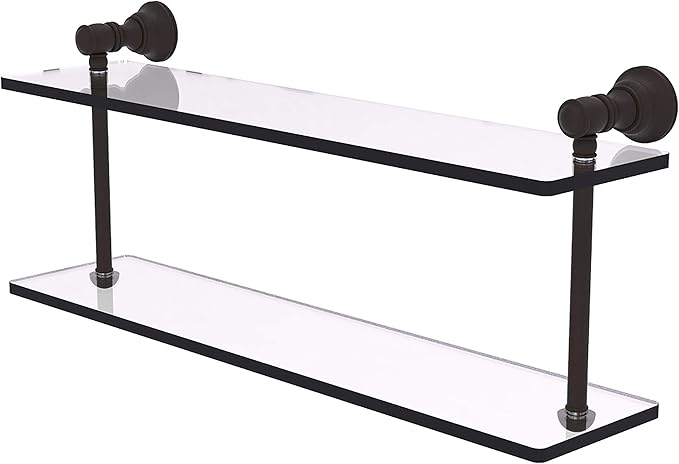 Allied Brass CL-2-22 Carolina Collection 22 Inch Two Tiered Glass Shelf, Oil Rubbed Bronze