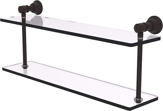 Allied Brass CL-2-22 Carolina Collection 22 Inch Two Tiered Glass Shelf, Oil Rubbed Bronze