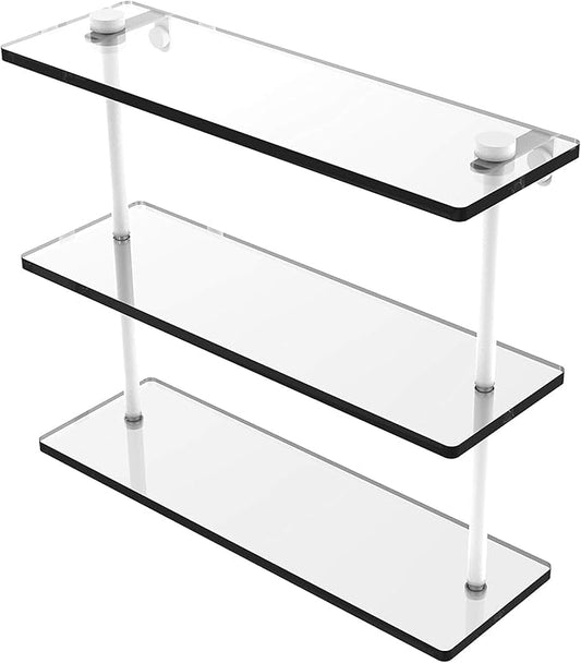 Allied Brass PR-5/16 16 Inch Triple Tiered Glass Shelf, Matte White