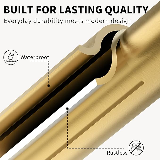 Adhesive Towel Holder for Bathroom Brushed Gold No Drill Hand Towel Ring Stainless Steel and Zinc Alloy Self Adhesive Towel Hanger for Bath, Kitchen