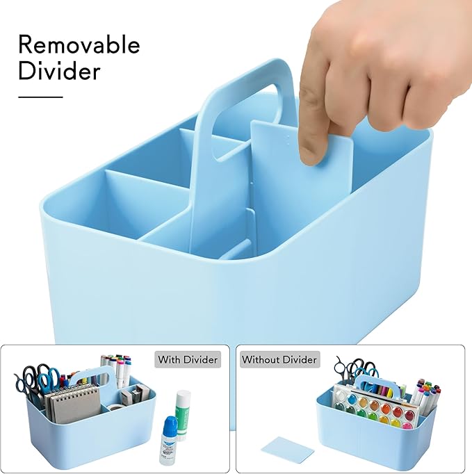 Tiawudi 2 Pack Caddy Organizer with Handle, Portable Plastic Caddy, Storage Organization for Cleaning, Bath, Makeup, Art, Craft, Stationery, Classroom and Office, Tote Organizer