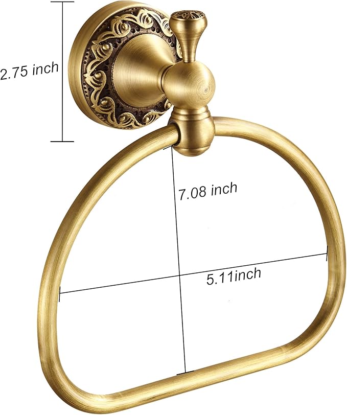 WOLIBEER Brass Towel Ring,Antique Hand Towel Holder, Bathroom Hand Towel Rack Hanger Wall Mounted Retro Kitchen Accessories