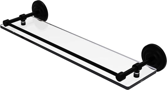 Allied Brass QN-1/22-GAL-BKM Que New 22 Inch Tempered Gallery Rail Glass Shelf, Matte Black