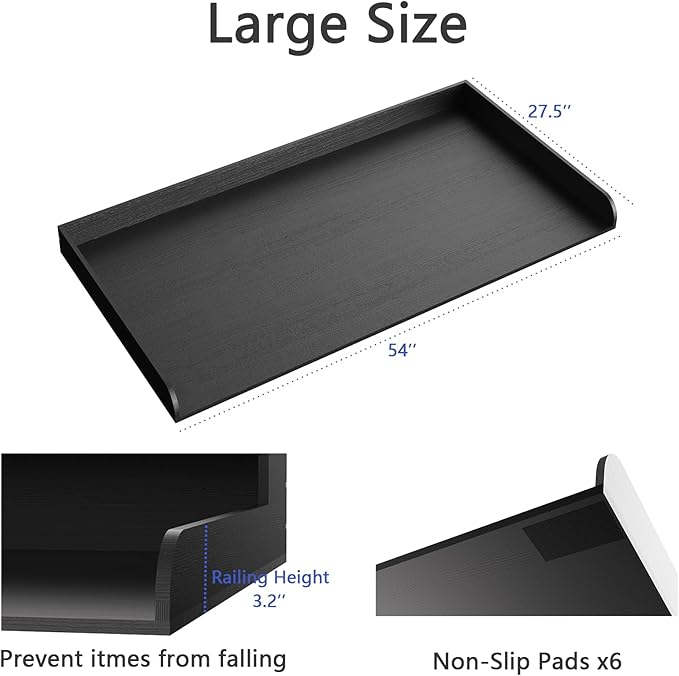 Fabuday Wood Washer Dryer Countertop for Laundry Room - 54'' W x 27.5'' D x 3.2'' H Laundry Counter Table for The Top with Edge, Storage and Organization Over Washing & Dryer, Charcoal Black