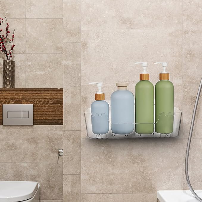 PartyKindom 2pcs Bathroom Shelves Wall Mounted No-Drill Floating Storage Holder Organizer Rack Large Capacity Space-Saving Shelf for Toilet Paper Towels and Essentials