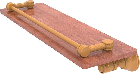 Allied Brass CL-1-16-GAL-IRW-GLY Carolina Collection 16 Inch Wood Shelf with Gallery Rail, Golden Yellow