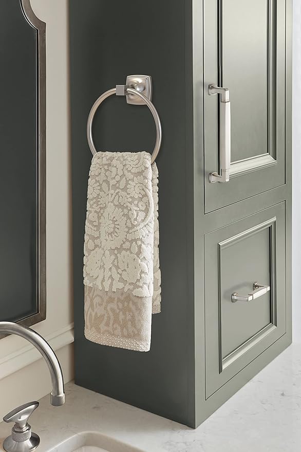 Amerock BH36092G10 | Brushed Nickel Towel Ring | 7-9/16 in (192 mm) Length Towel Holder | Stature | Hand Towel Holder for Bathroom Wall | Small Kitchen | Bath Accessories