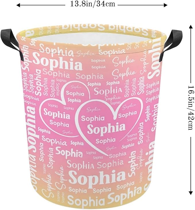 Personalized Laundry Baskets,Custom Name Gifts,Colorful Laundry Hamper for Kids Baby Adults,Collapsible Clothes Storage Organizer,One Size