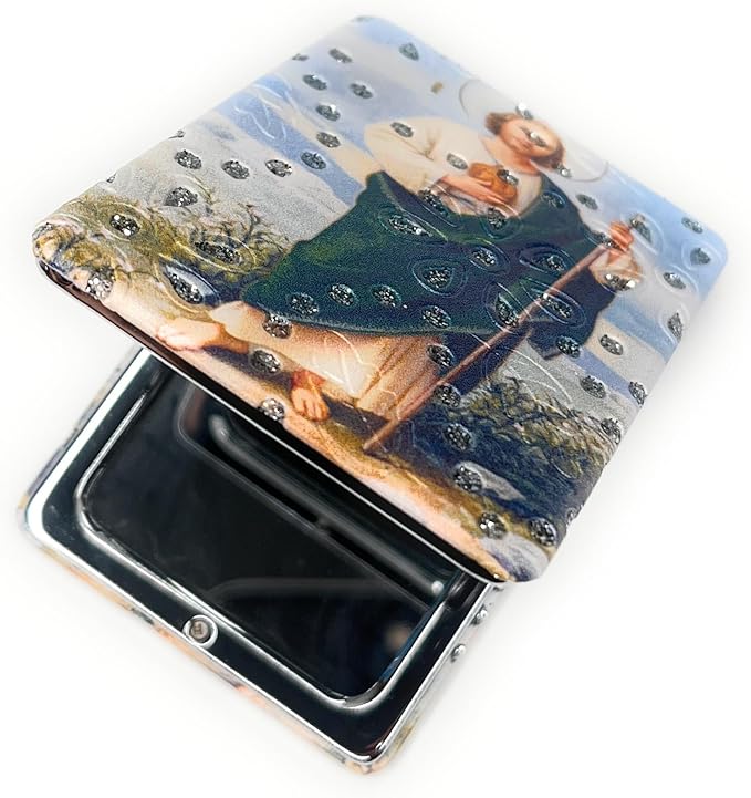 1 Religious (Virgin Mary, St Jude, St Joseph) Compact Makeup Pocket Mirror Double Sided 1x/2x Magnifying PU Leather Mirror Foldable Easy to Carry Great Gift for Your Loved Ones (Saint Jude)