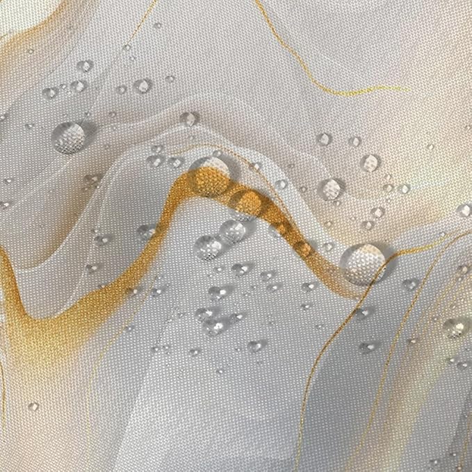 Marble Shower Curtain Abstract Elegant Golden White Wavy Textures,Luxury Soft Color Fabric Shower Curtains for Bathroom Decor 72x72 Inch