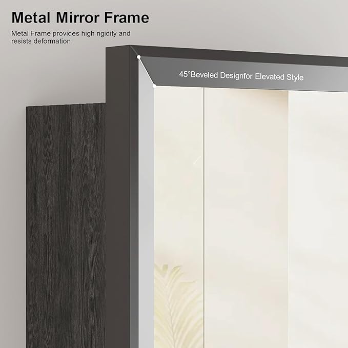 Black Bathroom Medicine Cabinet with Mirror,Beveled Aluminum Frame,16x27 Inch,Bathroom Mirror with Storage Wall Mounted,Medicine Cabinet Mirror,Assembly Required