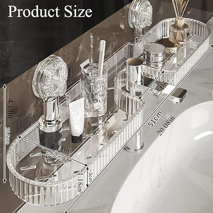 Suction Organizer Rack Above Sink, Suctions Organizer Rack Bathroom Sink, No Drill Kitchen Wall Mounted Shelf for Dishcloth, Soap Storage with Drainage (Gray)