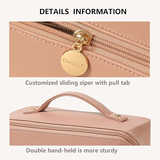 Omeily Travel Makeup Bag Toiletry Bag for Women Large Cosmetic Travel Bag Makeup Storage Box Skincare Organizer Vanity Organizer Bag Multi-Function Makeup Organizer with Compartments Travel essentials