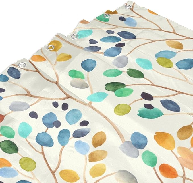 Boho Floral Shower Curtain, Spring Colorful Botanical Flower Leaves Bohemian Fabric Shower Curtain Set with 12 Hooks, Bathroom Bathtub Decor Cloth Curtain 72x84 Inches(183x214cm), Style-11