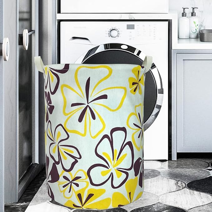 Merdes 19.7?€??€? Waterproof Foldable Laundry Hamper, Dirty Clothes Laundry Basket, Linen Bin Storage Organizer for Toy Collection (Flower)
