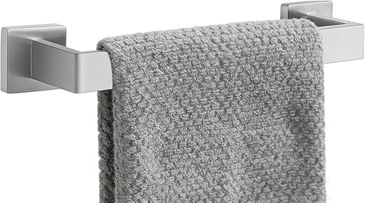 12 Inch Bathroom Towel Bar SUS304 Stainless Steel Brushed Nickel Towel Holder Wall Mounted Heavy Duty Towel Rack Bathroom Towel Rod Modern Square Base Design(1, Brushed Nickel, 12 Inch)
