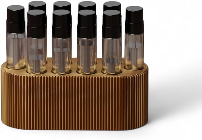 Perfume Sample Organizer for Bathroom or Vanity ?€? Ideal Makeup and Skincare Storage, Desk and Bathroom Counter Organizer, Gift for Her (2mL Gold - Fits Mini Perfume Samples)