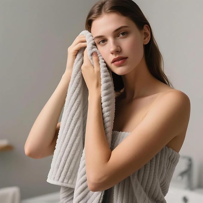 Oversized Bath Sheets 40x80 Inches Extra Large Bath Towels for Adults Super Soft Quick Dry Highly Absobent Microfiber Shower Towels for Bathroom, Pool, Gym, Yoga Towel (Grey, 2Piece)