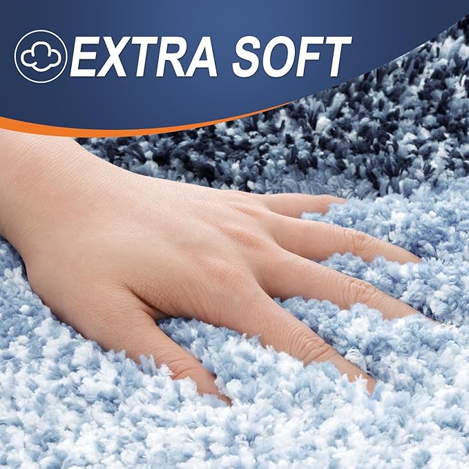 OLANLY Bathroom Rugs Sets 3 Piece, Soft Absorbent Microfiber Bath Mats and U-Shaped Contour Toilet Rug, Plush Shaggy Bath Mat Set for Bathroom (36"x24"+24"x16"+24"x20", Dark Blue)