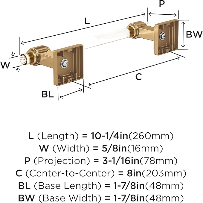 Amerock BH36065CCZ | Clear/Champagne Bronze Towel Bar | 8 in. (203 mm) Towel Rack | Glacio | Bathroom Towel Holder | Bathroom Hardware | Bath Accessories