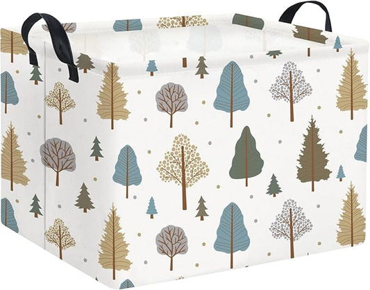 Rectangular Kids Storage Bin Gift & Baby Organizer Shelf Book Basket Room Decor (Grey Tree)