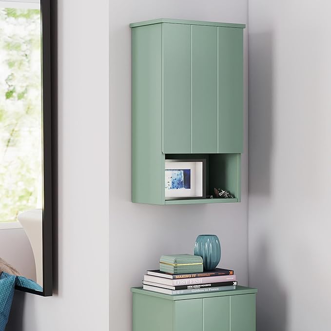 VANIRROR Bathroom Wall Cabinet with Single Door, Soft-Close Hinges, 15x27 inch Wooden Medicine Cabinet for Small Kitchen, Laundry, Entryway, Durable MDF Construction