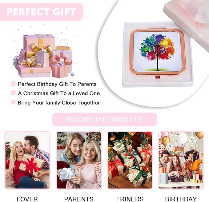 Compact Vanity Mirror for Men Women, Travel Makeup Mirror for Handbag Pocket Wallet, Portable Double-Sided Magnifying Cosmetic Mirror for Daily, Work, Business