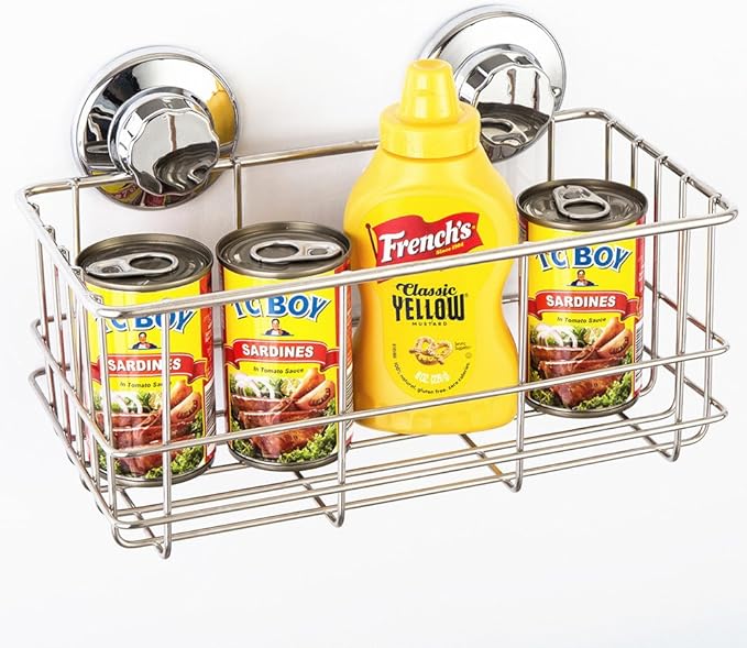 iPEGTOP Suction Cup Deep Shower Caddy Bath Wall Shelf for Large Shampoo Shower Gel Holder Bathroom Storage - Rustproof Stainless Steel