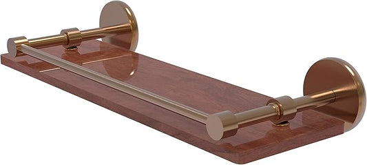 Allied Brass P1000-1-16-GAL-IRW Prestige Skyline Collection 16 Inch Solid IPE Ironwood Gallery Rail Wood Shelf, Brushed Bronze