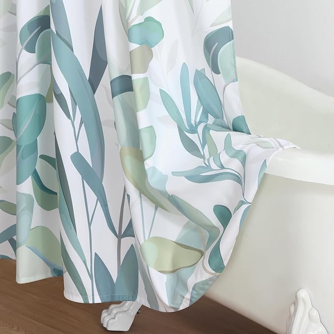 Fabric Shower Curtain 78 Inches Long, Sage Green Plant Botanical Eucalyptus Leaves Print Shower Curtains for Bathroom, 72" W x 78" H
