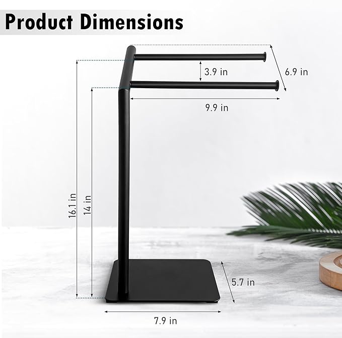 18" Premium Design Hand Towel Holder for Bathroom Towel Racks for Bathroom Freestanding Standing Towel Rack Bathroom Hand Towel Holder Countertop Towel Stand Toalleros para Baños Modernos