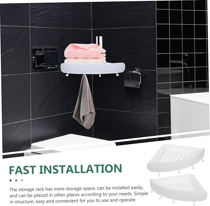 1Set Corner Storage Rack Punch Bathroom Organizer for Cosmetics Toiletries Material Versatile Wall Shelf for Bathroom Home Use