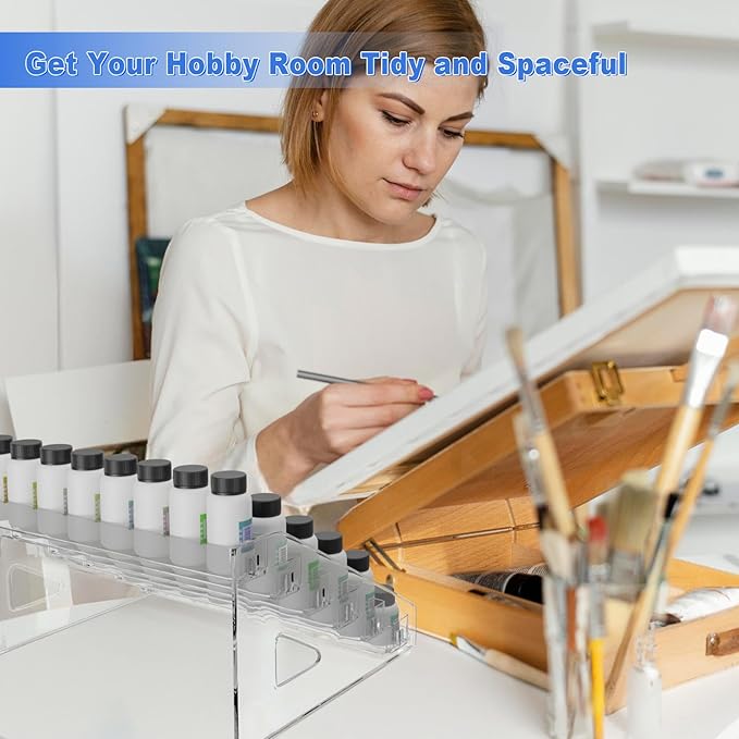 6 Layers Acrylic Paint Organizer, Painting Bottle Holder, Miniature Paint Holder, Craft Hobby Rack Shelf, Snap-on Design Easy Assembly Storage Rack for Citadel, Apple Barrel, Folkart -2oz Craft Paints