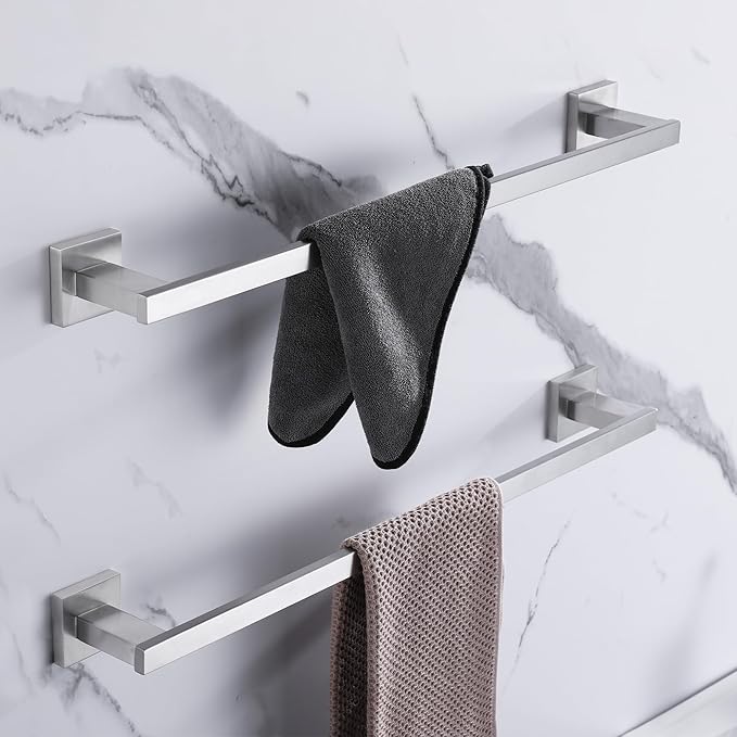 LANC 32-Inche Long Towel Bar for Bathroom Wall Mounted Brushed Nickel Bath Towel Rack Stainless Steel 80CM Towel Rod for Kitchen Square Towel Holder Towel Rail Towel Hanger, A9010BN-L8