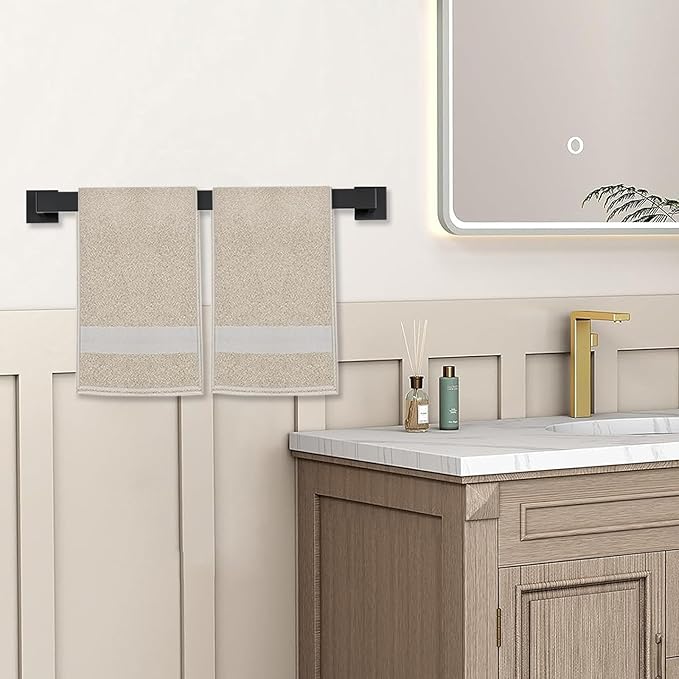 5 Piece Bathroom Towel Bar Set - SUS304 Stainless Steel Bath Towel Holder, 23.6 Inch Towel Racks for Bathroom Wall Mounted, Bathroom Hardware Accessories Set - Matte Black