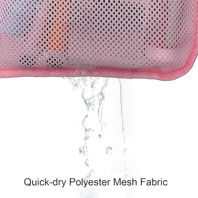 GYEUKHAM Hanging Mesh Shower Caddy for Bathroom - Quick Drying Portable Shower Organizer with Multiple Pockets for Soap,Shampoo and Cruise Ship Essentials Saving Bathroom Storage,Pink,2 Pack