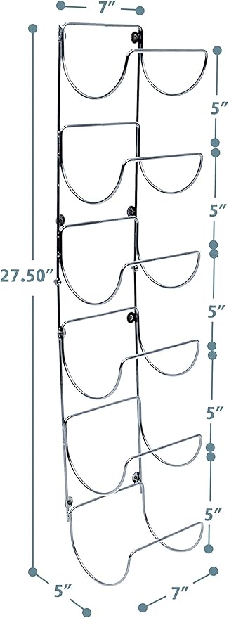Sorbus Towel Rack Wall Mount – 6 Compartments of Silver Metal Towel Holder for Bathroom Decor Sets, Organizer for Linens, Gym, Rv, Door, Cabinet - Wine Rack Wall Mounted for Kitchen, Bar, Wine Cellar