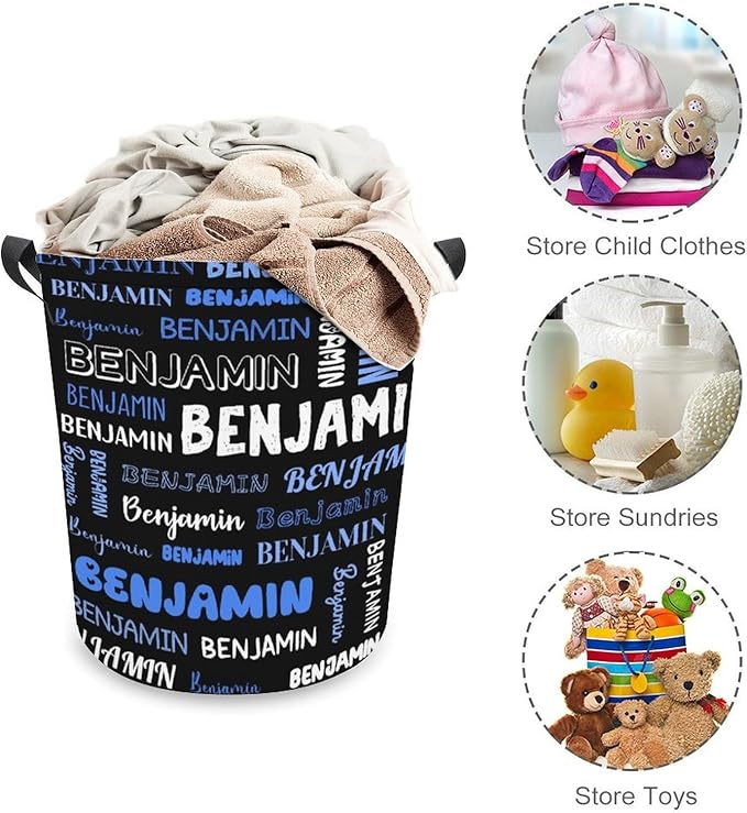 ZOE DAVISON Custom Laundry Basket for Kids,Personalized Laundry Hamper for Kids Baby Adults,Collapsible Clothes Storage Organizer,One Size