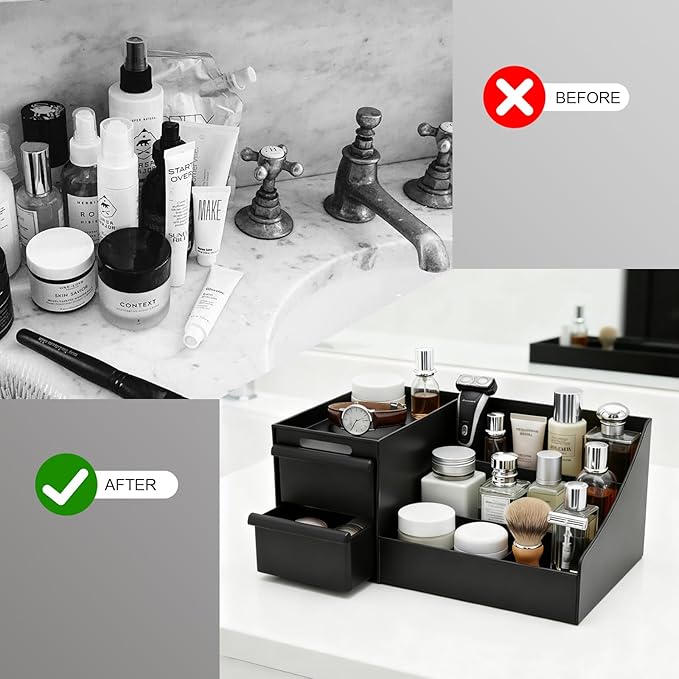 Cologne Organizer for Men,Cologne Stand,Nightstand Organizer,Cologne Shelf,Dresser Drawer Organizers,Organizador de Perfumes,Perfume Stand Organizer for Bedroom,Black