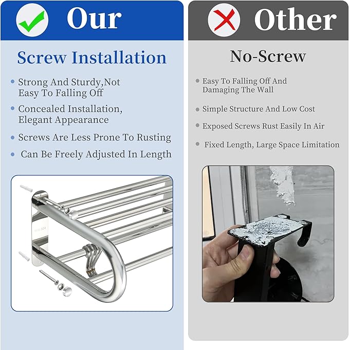 Alise Adjustable 16-28 Inches Double Towel Rack for Bathroom,Wall Mount Double Towel Racks,SUS304 Stainless Steel Towel Holder,Retractable Towel Shelf with 2 Towel Bars 4 Movable Hooks,Chrome