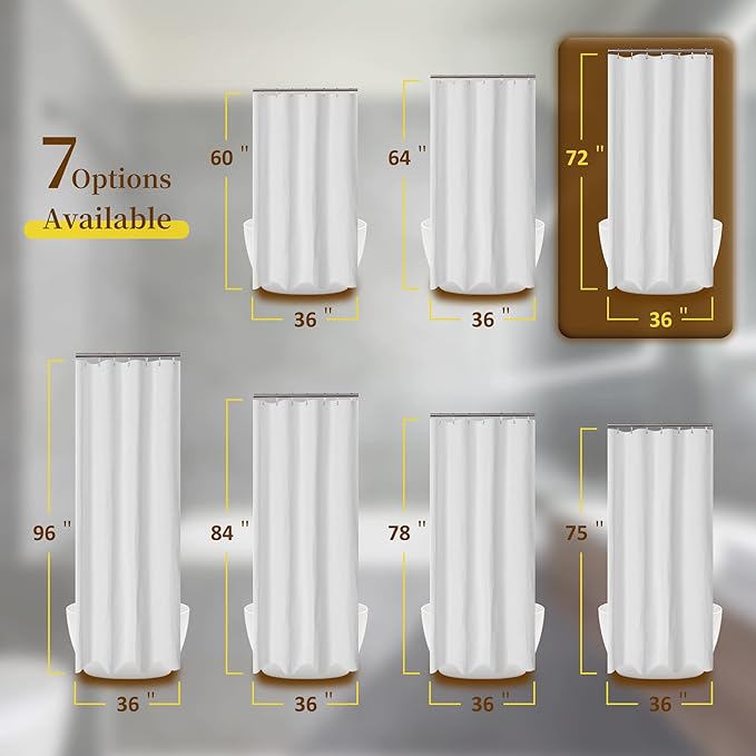 Stall Shower Curtain Fabric 36 x 72 inch - Waffle Weave, Spa, Hotel Collection, Heavy Duty, Water Repellent, White – Pique Pattern for Decorative Bathroom Curtains (230 GSM)