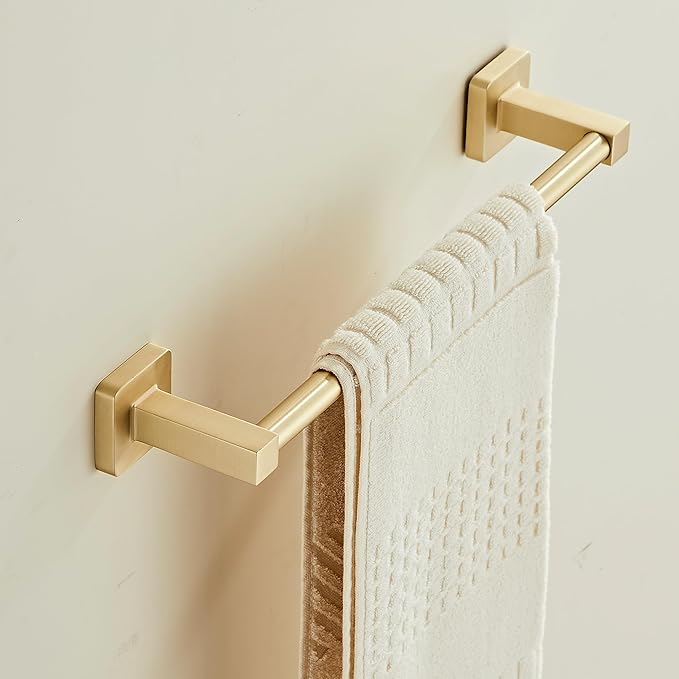 Wall Mounted Towel Rack for Bathroom, 12 Inch Brushed Light Gold Towel Bar with Stainless Rack and Hand Towel Holder, Bathroom Towel Racks and Shower Towel Rack (Gold, 14 Inch)