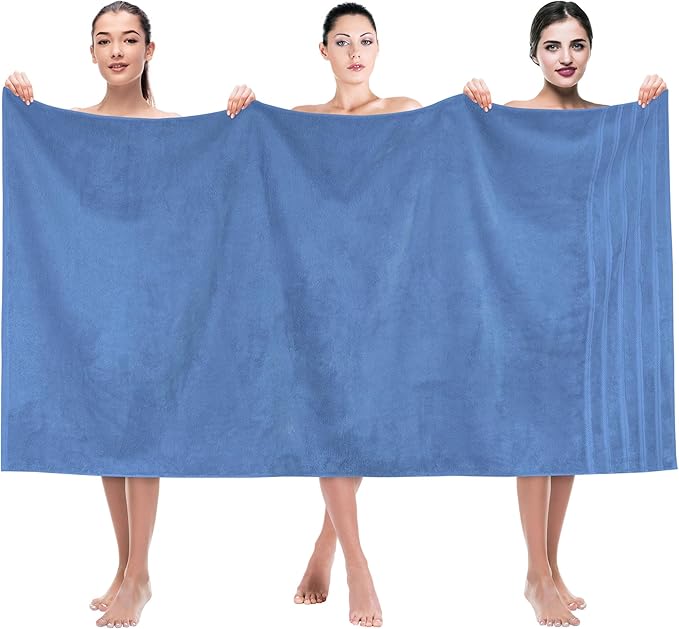 American Soft Linen 35x70 Jumbo Large Bath Towel, 600 GSM 100% Cotton Turkish Bath Sheet, Oversized Luxury Bath Towel for Bathroom Beach and Pool, Electric Blue