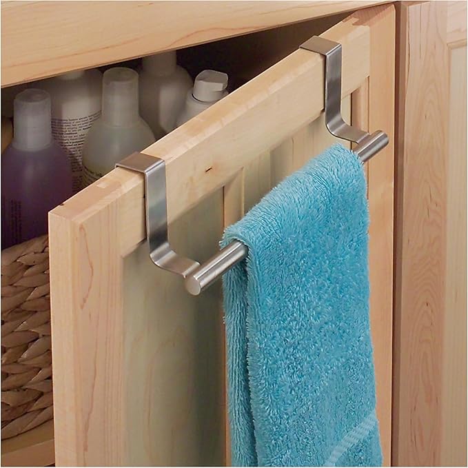 iDesign Stainless Steel 9-inch Over-the-Cabinet Towel Bar - Set of 2 - Brushed